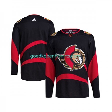 Ottawa Senators Blank Adidas 2022-2023 Reverse Retro Zwart Authentic Shirt - Mannen